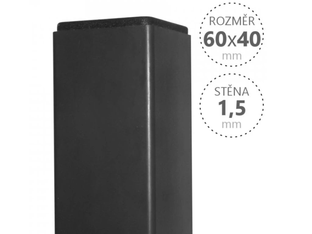Jeklový sloupek antracitový Zn + RAL 7016 6x4x260 cm