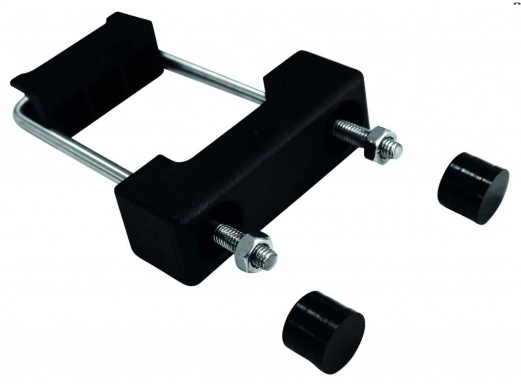 Úchyt panelu černý ke sloupku 6x4 cm nerez + PVC
