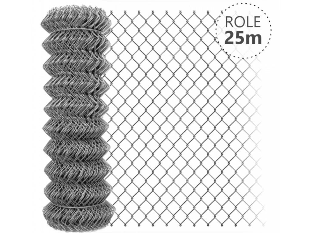 Pletivo čtyřhranné, zinek, 2 mm, role 25 m, bez zapleteného ND